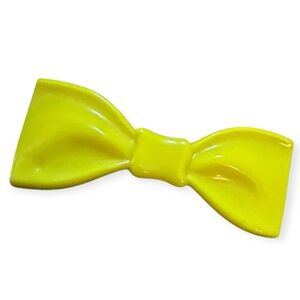 Vintage Mod Florescent Yellow French Bow Barrette, Hair Clip, Made in France